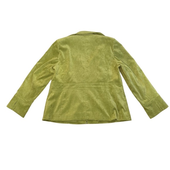 Green Apple Suede Style Zip Front Long Sleeve Jacket Size Women's 16 - Picture 3 of 3